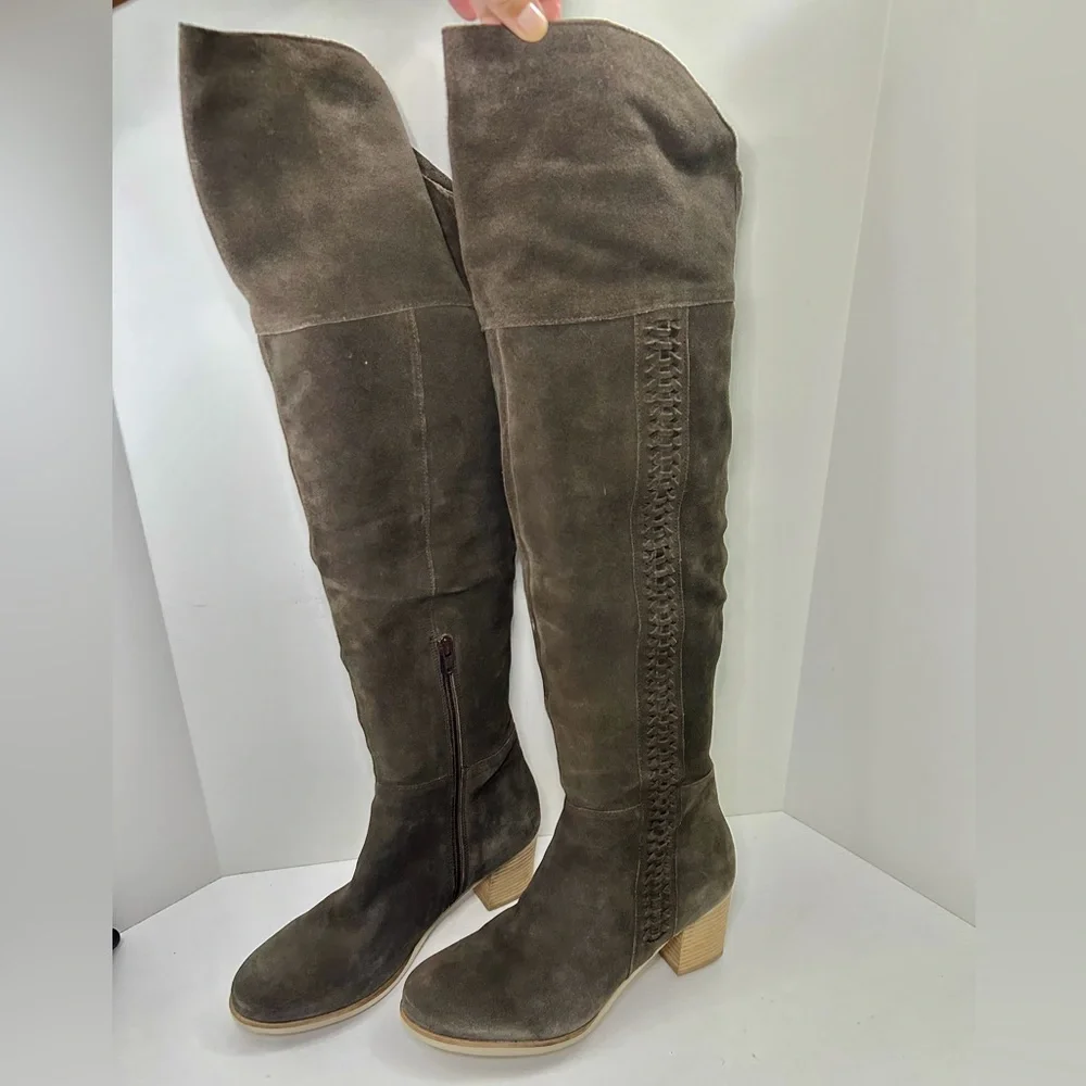 Coconuts by Matisse Anthropologie Muse Choco Brown Suede Over Knee Boots Sz 10